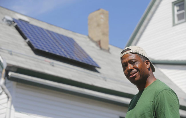 Homeowner with solar panel