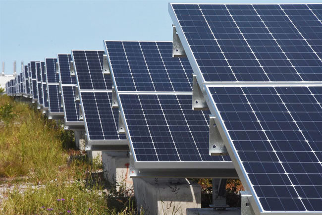 Row of solar panels