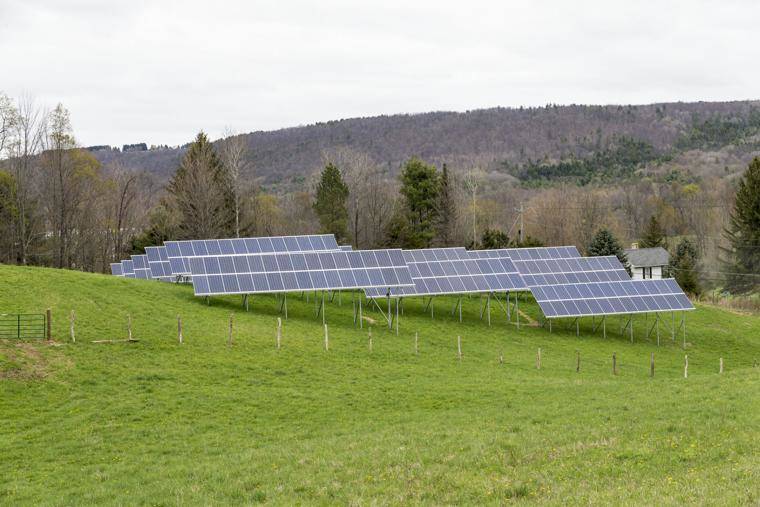 Solar panels in grass