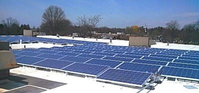 Solar array on rooftop