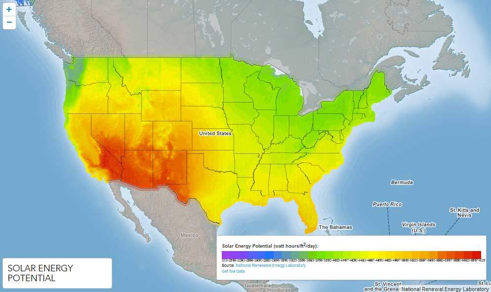 Solar energy potential heatmap