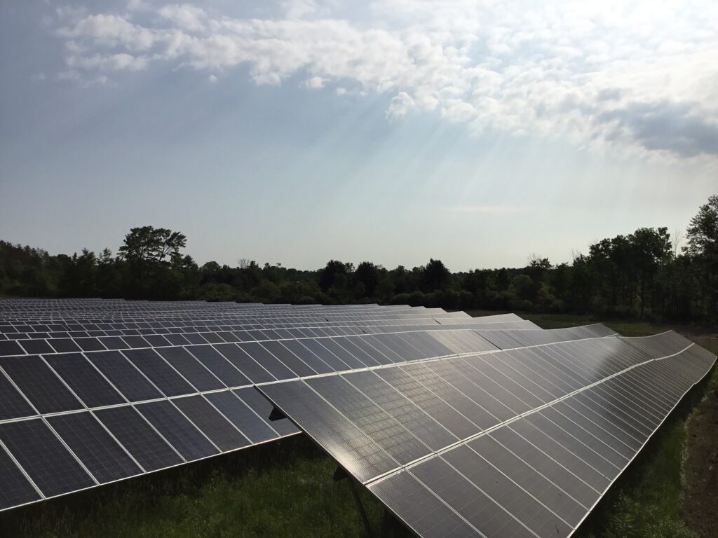 close up view of a brand new solar array for a solar farm
