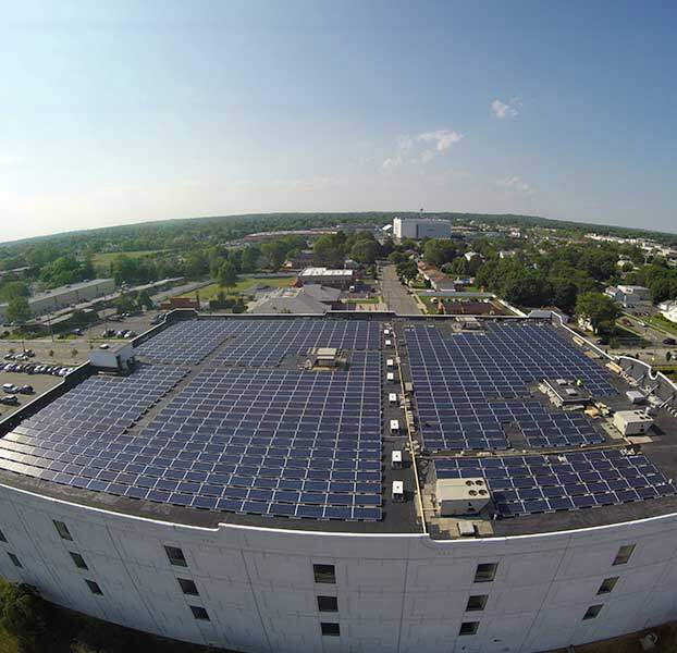 solar panel array on large building
