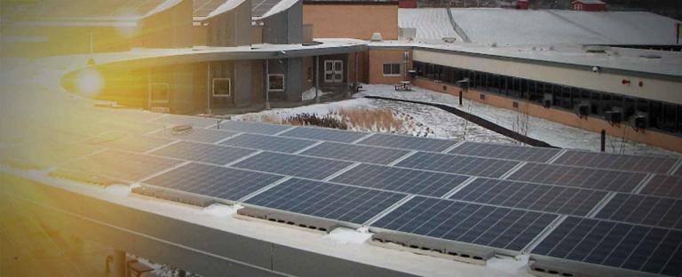 solar panels on school rooftop