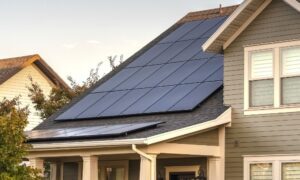 Solar panels on roof of house