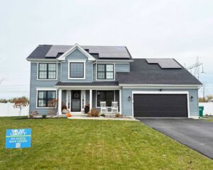 Residential home with solar panels